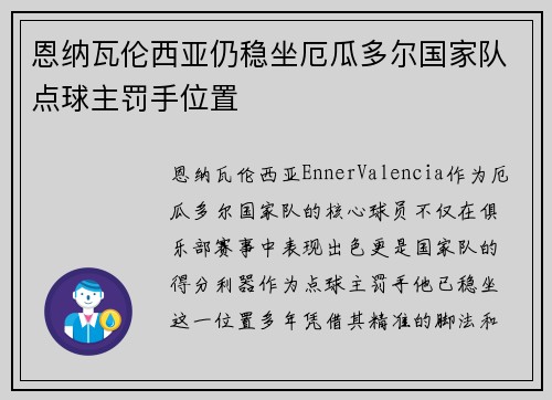 恩纳瓦伦西亚仍稳坐厄瓜多尔国家队点球主罚手位置